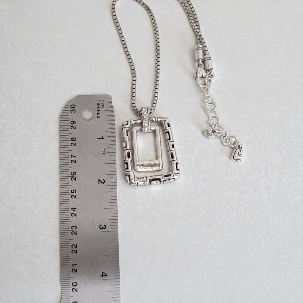 Brighton Nexus Double Rectangle Pendant Necklace Reversible Silver Plate Retired - Picture 6 of 6